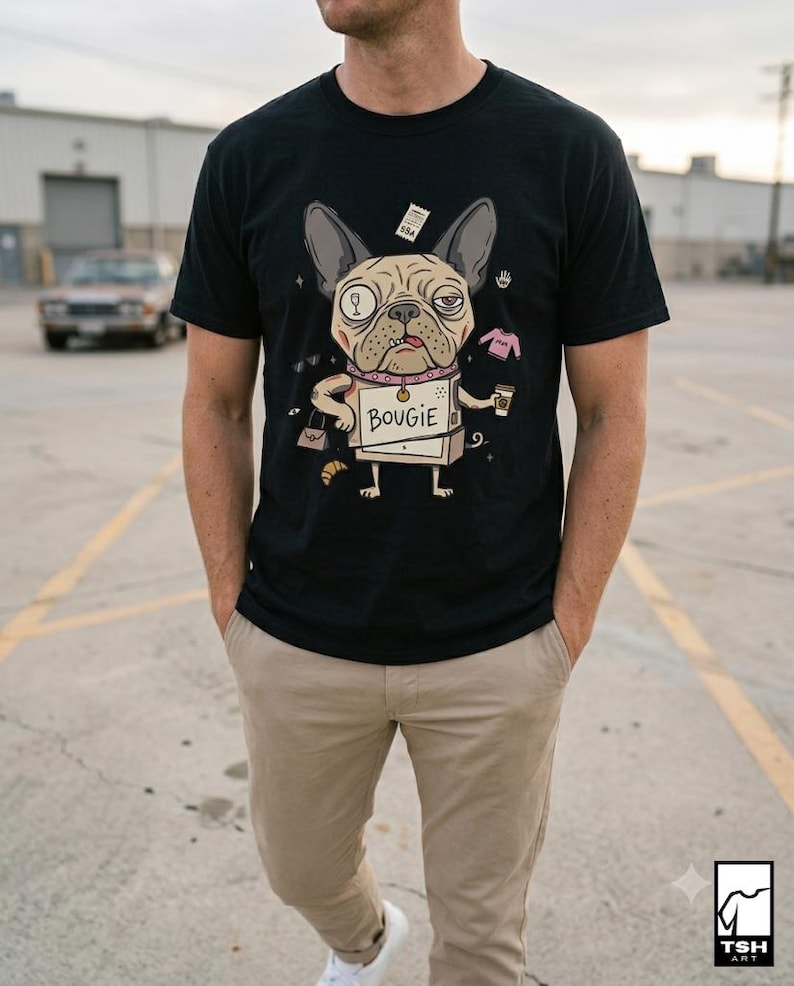 Bougie French Bulldog T-Shirt | Funny Frenchie Graphic Tee, Spoiled Dog Mom Unisex Shirt, Dog Lover Gift