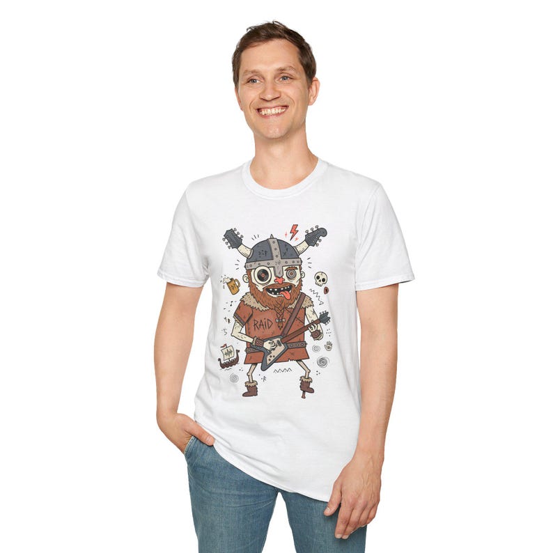 Viking Rocker T-Shirt | Norse Heavy Metal Graphic Tee, Guitarist Unisex Shirt image 17