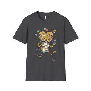 Gemini T-Shirt | Funny Dual Zodiac Illustration, Astrology Graphic Tee Dark Heather