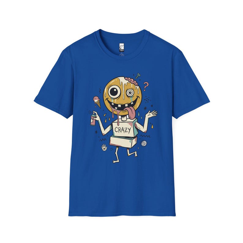 Crazy Drip Smiley T-Shirt | Weirdcore Streetwear Graphic Tee, Y2K Grunge Unisex Shirt Royal