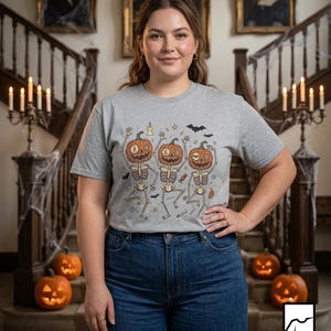 Dancing Pumpkin Skeletons T-Shirt | Halloween Jack-o'-Lanterns