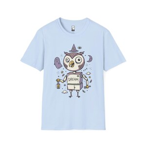 Dreamy Owl T-Shirt | Whimsigoth Graphic Tee, Mystical Unisex Shirt, Reader Gift Light Blue