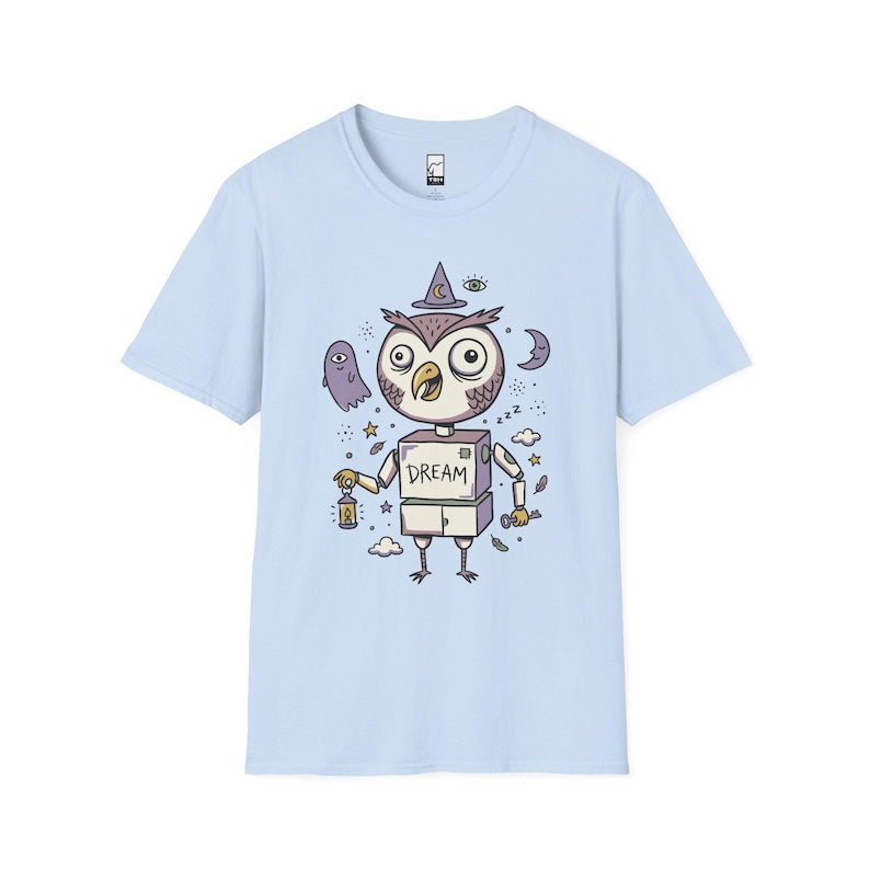 Dreamy Owl T-Shirt | Whimsigoth Graphic Tee, Mystical Unisex Shirt, Reader Gift Light Blue