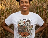 Vintage Halloween Shirt | Skull Werewolf T Shirt | Creepy Clown Witch Tee | Pumpkin Coven Graphic Tee | Retro Horror Tee | Unisex Gift
