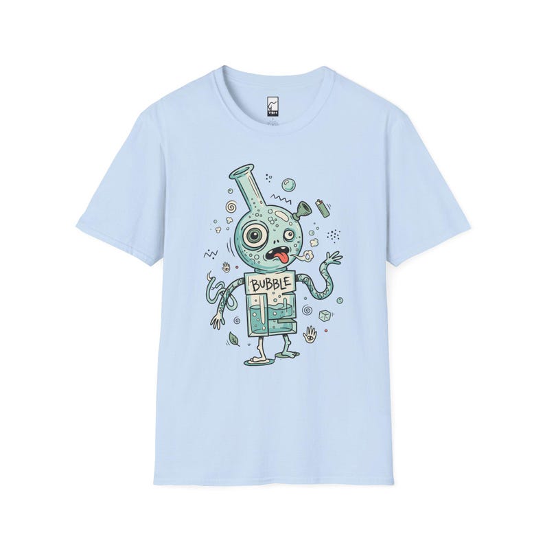 Koszulka Bubble Stoner | Zabawna koszulka z grafiką 420, koszulka unisex z psychodelicznym dymem, prezent dla miłośnika stonerów Light Blue
