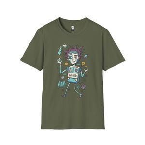 Koszulka z nadrukiem znaku zodiaku Wodnik | Ekscentryczny Wodnik, koszulka unisex z grafiką astrologiczną Military Green