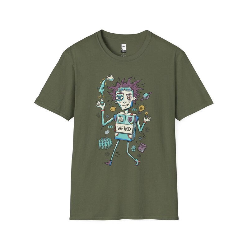 Koszulka z nadrukiem znaku zodiaku Wodnik | Ekscentryczny Wodnik, koszulka unisex z grafiką astrologiczną Military Green