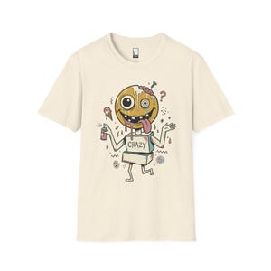 Crazy Drip Smiley T-Shirt | Weirdcore Streetwear Graphic Tee, Y2K Grunge Unisex Shirt Natural