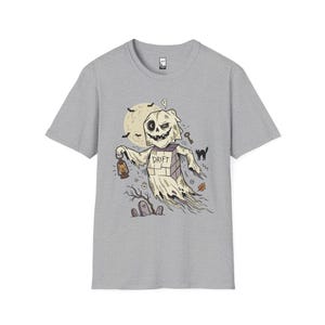 Unisex-Geister-T-Shirt | Vintage-Halloween-Print | Gruseliges Friedhofs-T-Shirt | Retro-Geister-T-Shirt Sport Grey