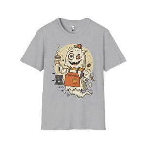 Halloween Ghost Coffee Shirt | Funny Barista Graphic Tee | Boo Rista T Shirt | Spooky Season Coffee Tee | Vintage Spooky Tee | Unisex Gift Sport Grey