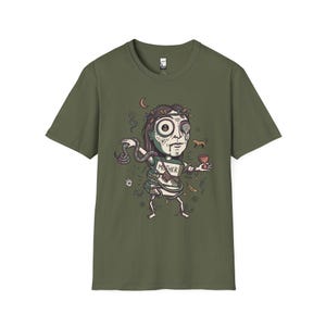 Psychedelisches T-Shirt | Ayahuasca Mutter Grafik Tee, Schamane spirituelles Unisex Shirt, Trippy Geschenk für Sie Him Military Green