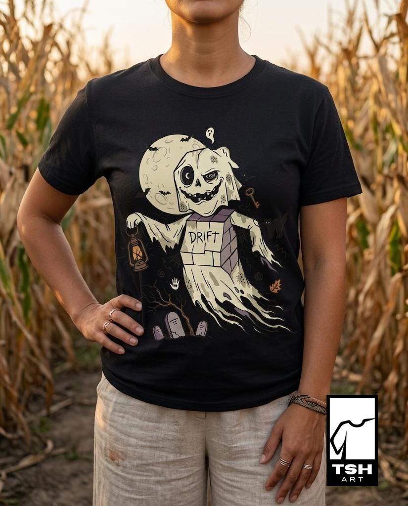 Unisex Ghost T-Shirt | Vintage Halloween Print | Spooky Graveyard Graphic Tee | Retro Ghost T-Shirt
