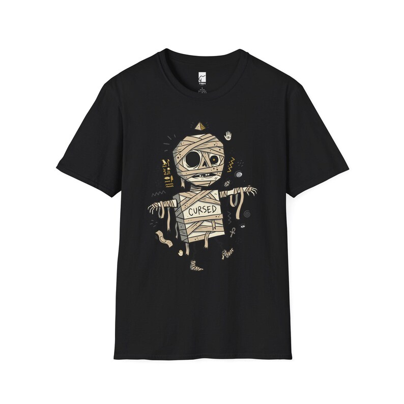 Camiseta de momia / Camiseta gráfica divertida de Halloween con temática egipcia maldita Black