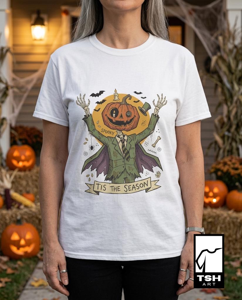 Jack O Lantern Scarecrow Shirt | Spooky Pumpkin Tee | Funny Halloween Graphic Tee | Tis The Season Shirt | Retro Fall Tee | Unisex Gift