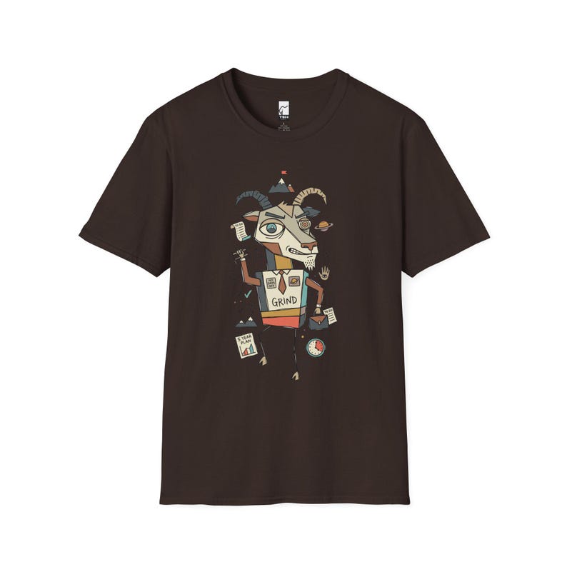 Capricorn T-Shirt | Funny Zodiac Graphic Tee, Grind Hustle Astrology Unisex Shirt, Capricorn Birthday Gift Dark Chocolate
