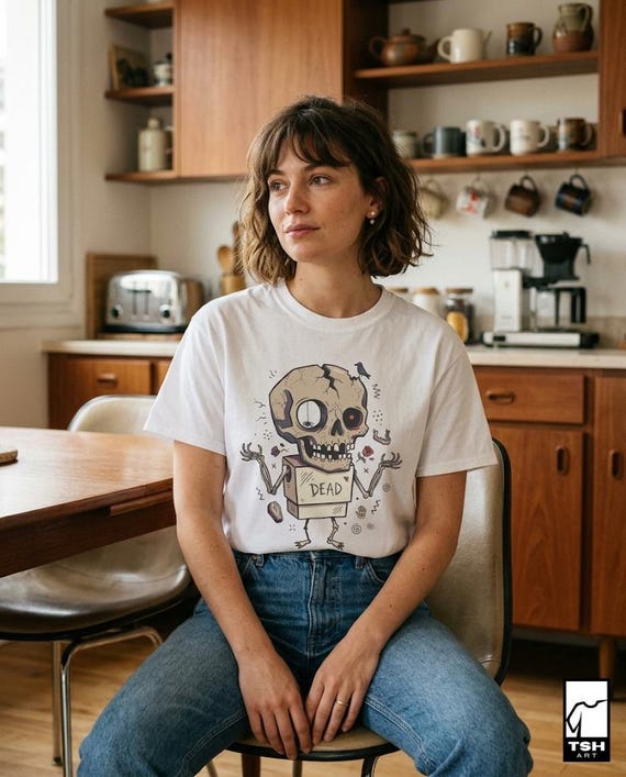 Dead Skull T-Shirt | Funny Halloween Graphic Tee, Creepy Cute Goth Unisex Shirt, Spooky Horror Lover Gift