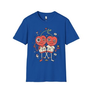 Cherry Pair T-Shirt | Quirky Couple Matching Graphic Tee, Valentine Anniversary Gift Royal