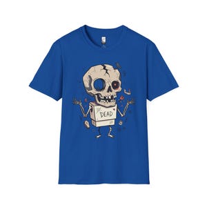 Dode schedel T-shirt | Grappig Halloween-grafisch T-shirt, griezelig schattig goth-uniseks shirt, griezelig horrorliefhebber cadeau Royal