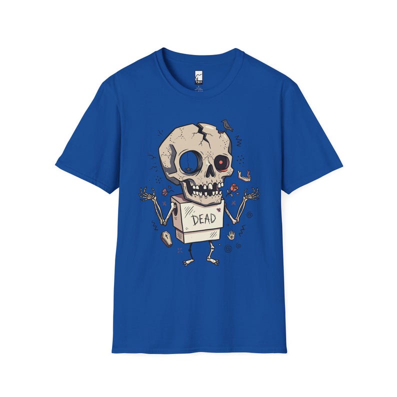 Dode schedel T-shirt | Grappig Halloween-grafisch T-shirt, griezelig schattig goth-uniseks shirt, griezelig horrorliefhebber cadeau Royal