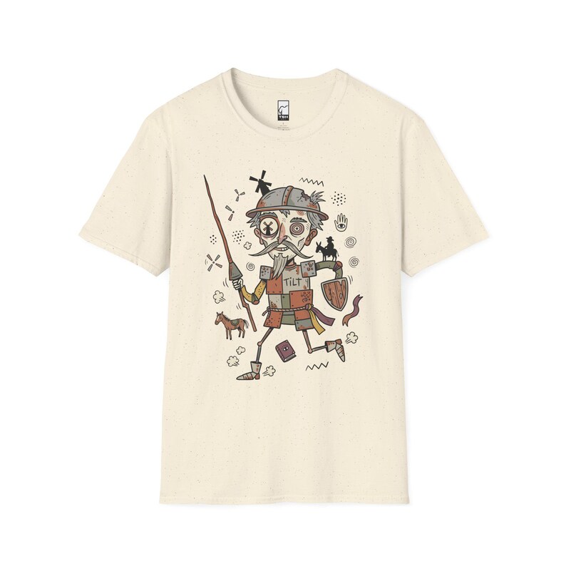 Don Quixote Graphic Tee | Funny Spanish Knight Illustration, Unisex Culture Shirt Natural