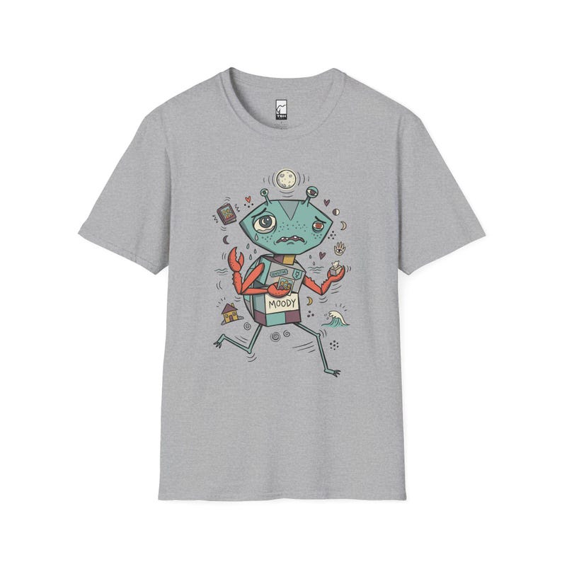 Cancer Crab T-Shirt | Moody Sensitive Astrology Graphic Tee Sport Grey