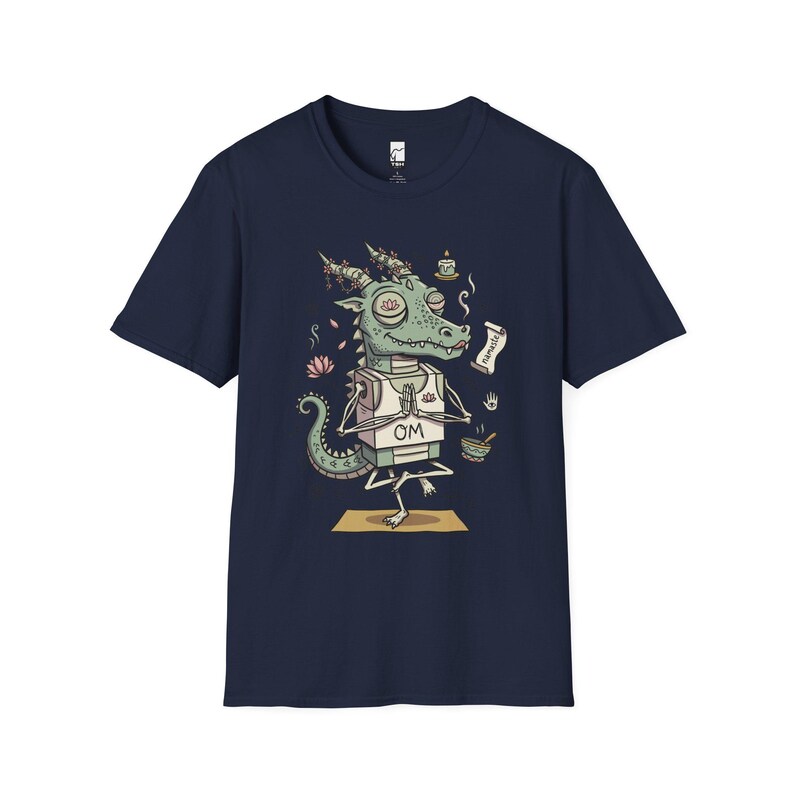 T-shirt yogadraak | Grappig T-shirt OM Namaste, zen-meditatie, uniseks shirt Navy