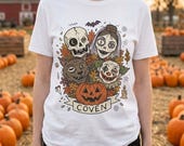 Vintage Halloween Shirt | Skull Werewolf T Shirt | Creepy Clown Witch Tee | Pumpkin Coven Graphic Tee | Retro Horror Tee | Unisex Gift