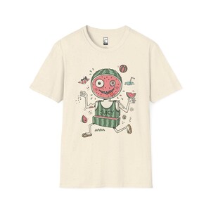 Rolig vattenmelon-T-shirt | Saftig sommargrafik-T-shirt, udda fruktälskare-T-shirt Natural