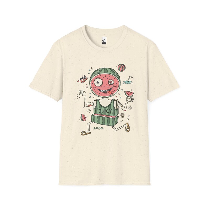 Rolig vattenmelon-T-shirt | Saftig sommargrafik-T-shirt, udda fruktälskare-T-shirt Natural