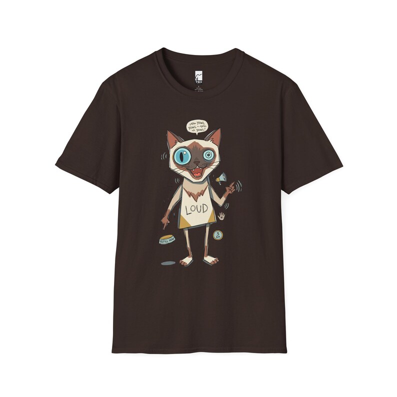 Camiseta de gato siamés ruidoso / Camiseta gráfica divertida de felino parlanchín, camiseta "3 AM Meow" Dark Chocolate