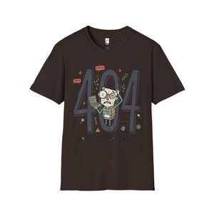 404 Not Found T-Shirt | Funny Developer Error Graphic Tee, Programmer Bug Unisex Shirt Dark Chocolate
