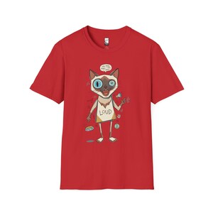 Camiseta de gato siamés ruidoso / Camiseta gráfica divertida de felino parlanchín, camiseta "3 AM Meow" Red