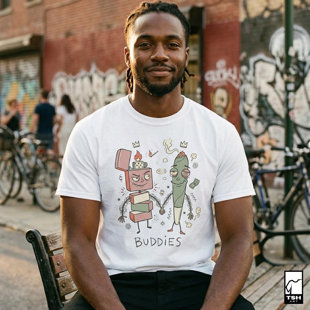 Stoner Buddies T-Shirt | Funny 420 Graphic Tee, Smoke Buddy Unisex Shirt, High Vibes Stoner Gift