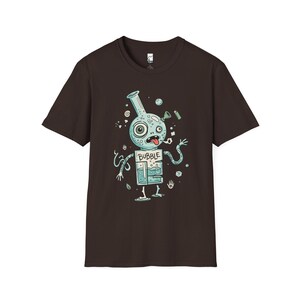 Koszulka Bubble Stoner | Zabawna koszulka z grafiką 420, koszulka unisex z psychodelicznym dymem, prezent dla miłośnika stonerów Dark Chocolate