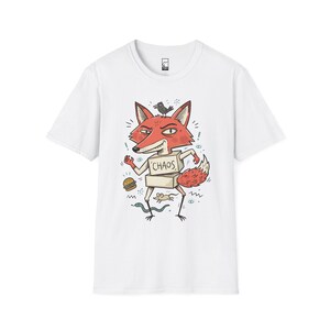 Chaos Fox T-Shirt | Mischievous Fox Illustration, Indie Lowbrow Art Tee White