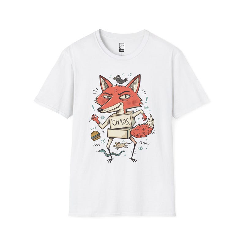 Chaos Fox T-Shirt | Mischievous Fox Illustration, Indie Lowbrow Art Tee White