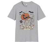 Scream Skeleton Halloween Shirt | Pumpkin Rocker T Shirt | Metal Horror Tee | Retro Fall Concert Top | Gothic Rock Clothes | Unisex Gift