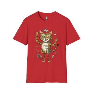 Bengal Cat T-Shirt | Chaotic Zoomies Feline Graphic Tee, Mischievous Cat Lover Gift Red