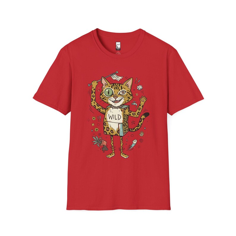 Bengal Cat T-Shirt | Chaotic Zoomies Feline Graphic Tee, Mischievous Cat Lover Gift Red