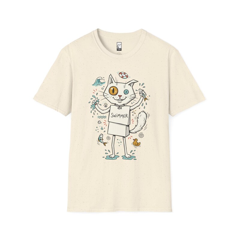 Turkish Van Cat Swimming Graphic Tee | Funny Water Loving Unisex Shirt Natural