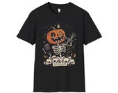 Scream Skeleton Halloween Shirt | Pumpkin Rocker T Shirt | Metal Horror Tee | Retro Fall Concert Top | Gothic Rock Clothes | Unisex Gift