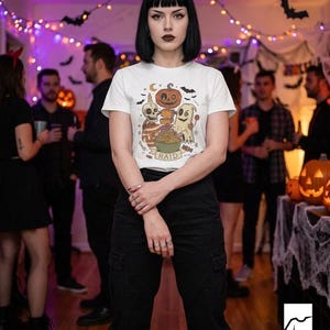 Vintage Halloween Shirt | Skeleton Ghost T Shirt | Spooky Candy Bowl Tee | Pumpkin Trick Or Treat Tee | Retro Spooky Tee | Unisex Gift