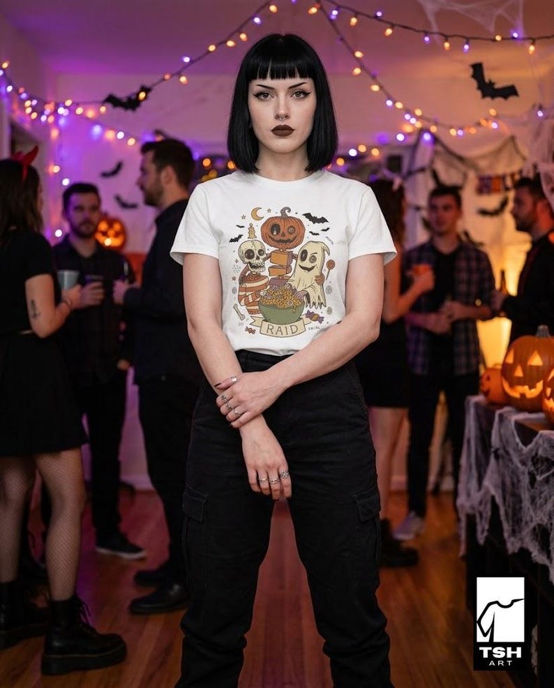 Vintage Halloween Shirt | Skeleton Ghost T Shirt | Spooky Candy Bowl Tee | Pumpkin Trick Or Treat Tee | Retro Spooky Tee | Unisex Gift