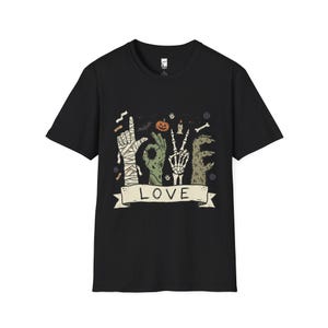 Halloween Love Shirt | Monster Hands T Shirt | Spooky Skeleton Hand Tee | Zombie Mummy Graphic Tee | Cute Creepy Fall Tee | Unisex Gift Black