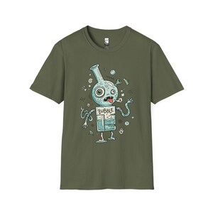 Koszulka Bubble Stoner | Zabawna koszulka z grafiką 420, koszulka unisex z psychodelicznym dymem, prezent dla miłośnika stonerów Military Green