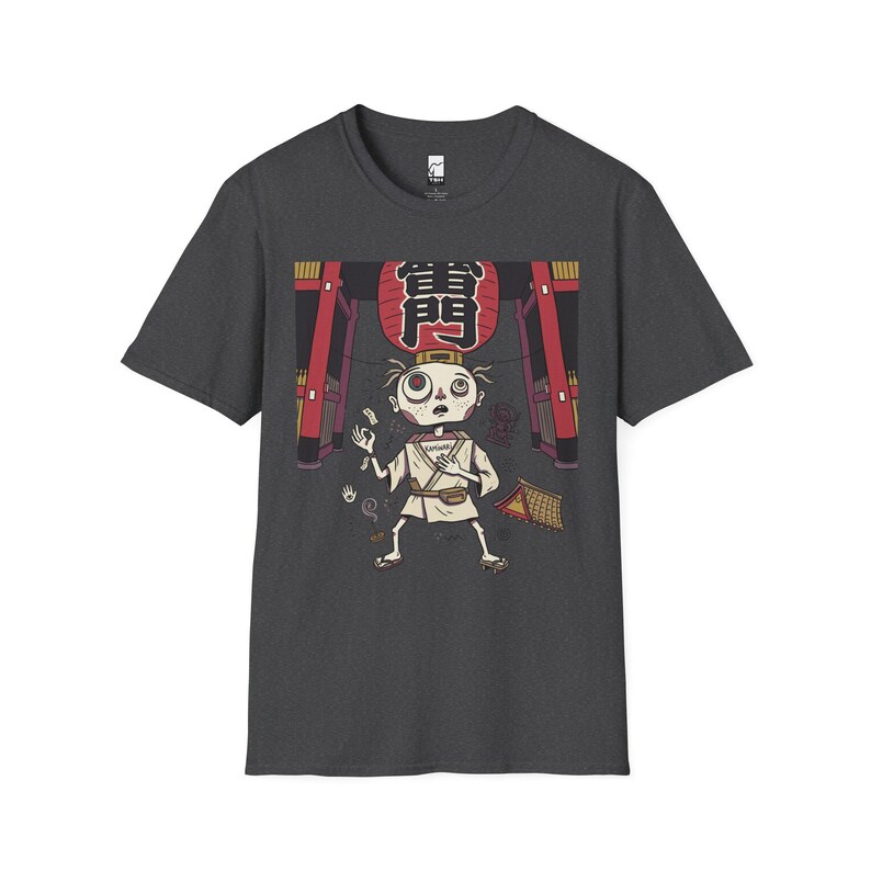 Tokyo Graphic Tee | Quirky Japanese Lantern Character Unisex Shirt Dark Heather