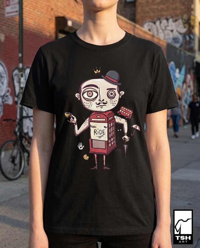 London T-Shirt | Funny British Graphic Tee, Red Phone Box Unisex Shirt, London Gift for Her Him