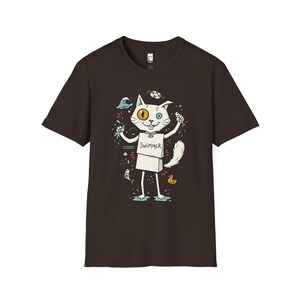 Turkish Van Cat Swimming Graphic Tee | Funny Water Loving Unisex Shirt Dark Chocolate