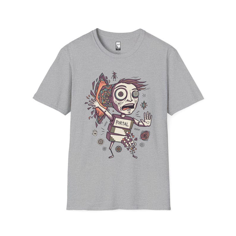 Psykedelisk T-shirt | DMT Portal Graphic Tee, Trippy Hyperspace Unisex-tröja, Helig geometri-present till honom Sport Grey