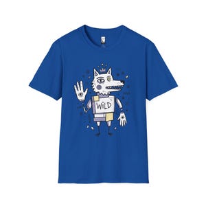 Wild Wolf Graphic Tee | Boho Folk Art, Indie Lowbrow Unisex Shirt Royal
